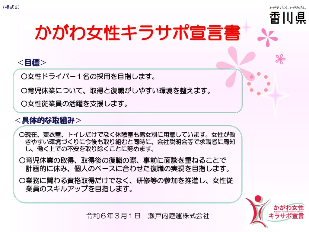 女性キラサポ宣言書